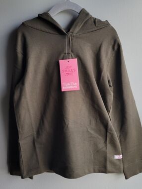 NWT RuffleButts Girls 6 Cotton Olive Green Juniper Hooded Sweatshirt